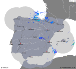 imagens da precipitação de Portugal 18:20 UTC