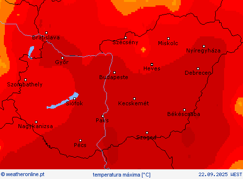 temperatura máxima mapas de previsão