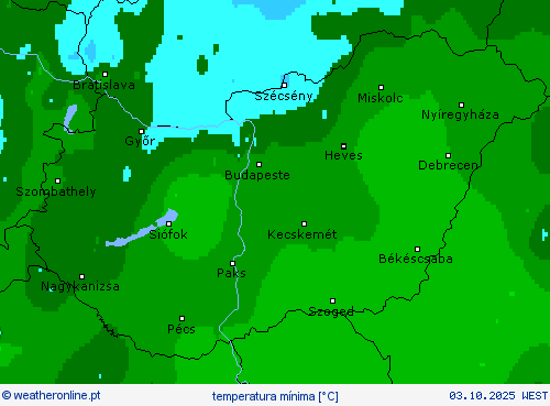 temperatura mínima mapas de previsão