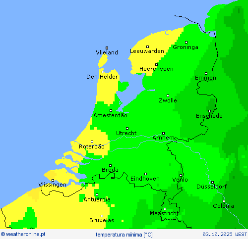 temperatura mínima mapas de previsão