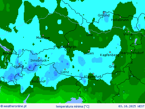 temperatura mínima mapas de previsão