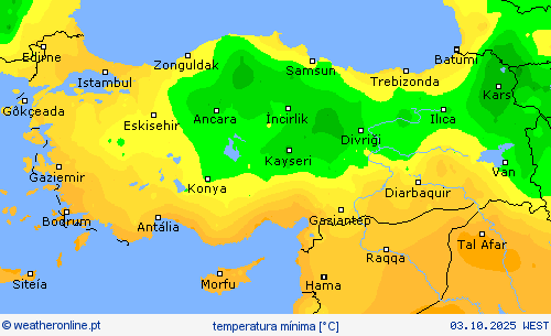 temperatura mínima mapas de previsão