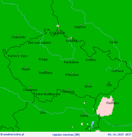 rajadas máximas mapas de previsão