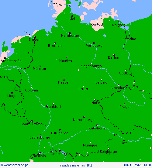 rajadas máximas mapas de previsão