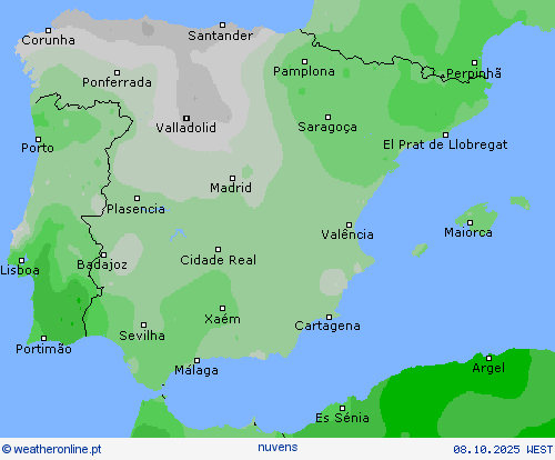 duração da luz do sol mapas de previsão