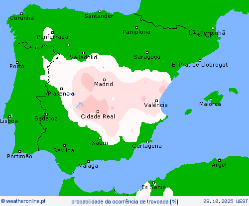 probabilidade da ocorrência de trovoada mapas de previsão