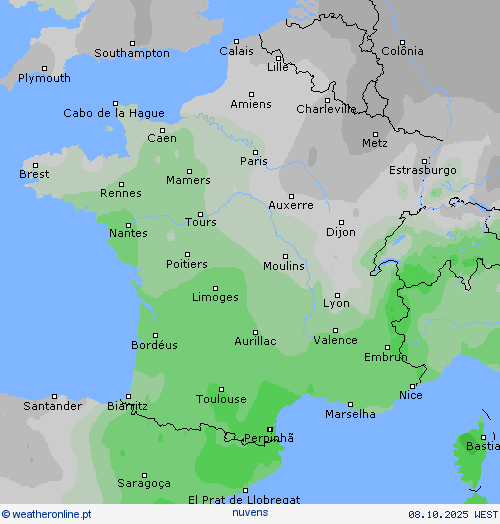 duração da luz do sol mapas de previsão