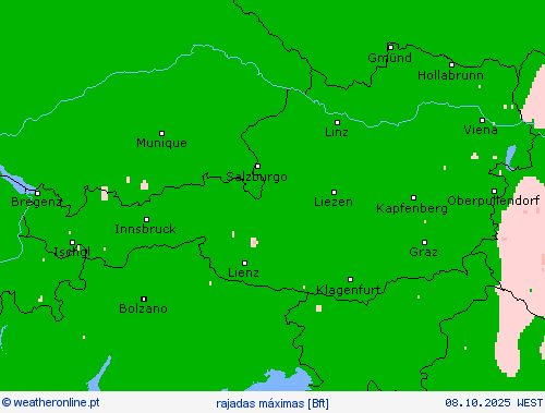 rajadas máximas mapas de previsão