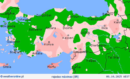 rajadas máximas mapas de previsão