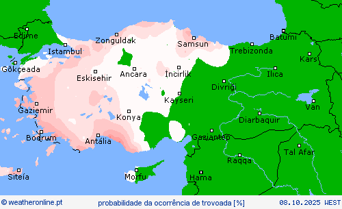 probabilidade da ocorrência de trovoada mapas de previsão