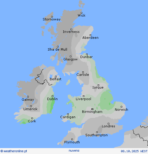 duração da luz do sol mapas de previsão