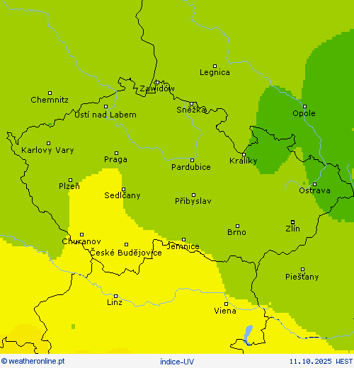 índice-UV mapas de previsão