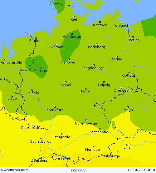 índice-UV mapas de previsão