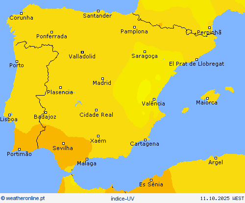 índice-UV mapas de previsão