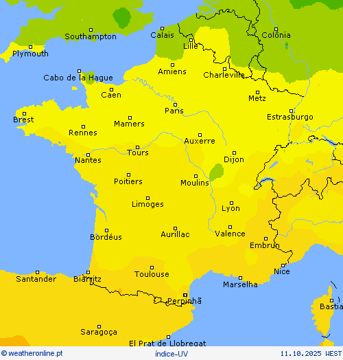 índice-UV mapas de previsão