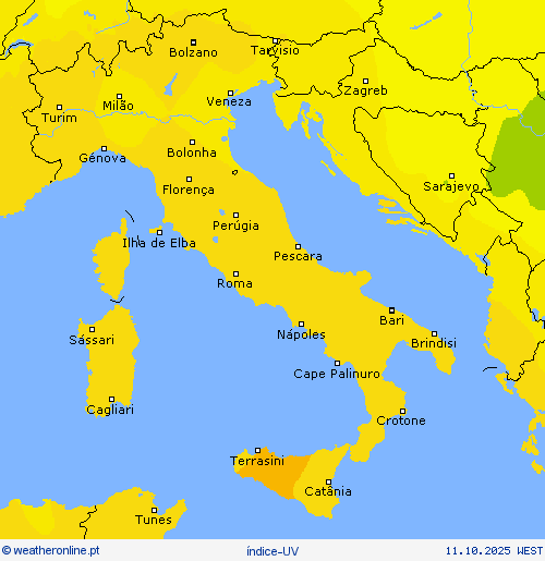 índice-UV mapas de previsão