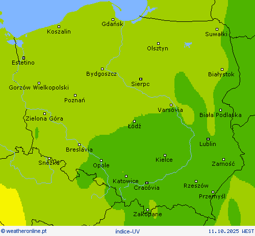 índice-UV mapas de previsão