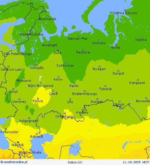 índice-UV mapas de previsão