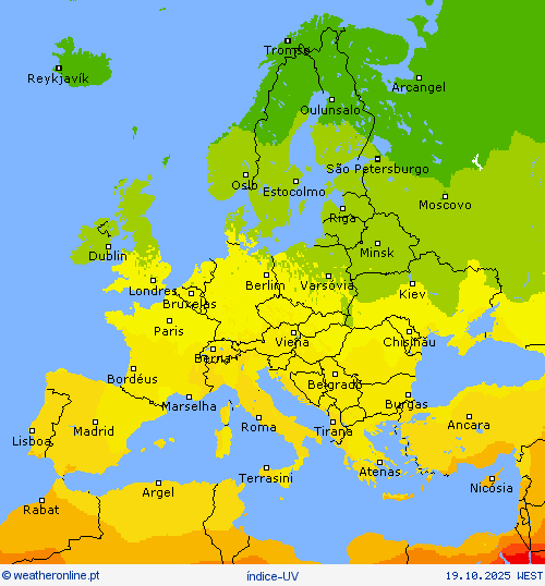 índice-UV mapas de previsão