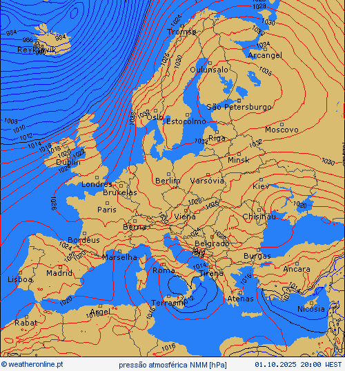 pressão atmosférica NMM mapas de previsão